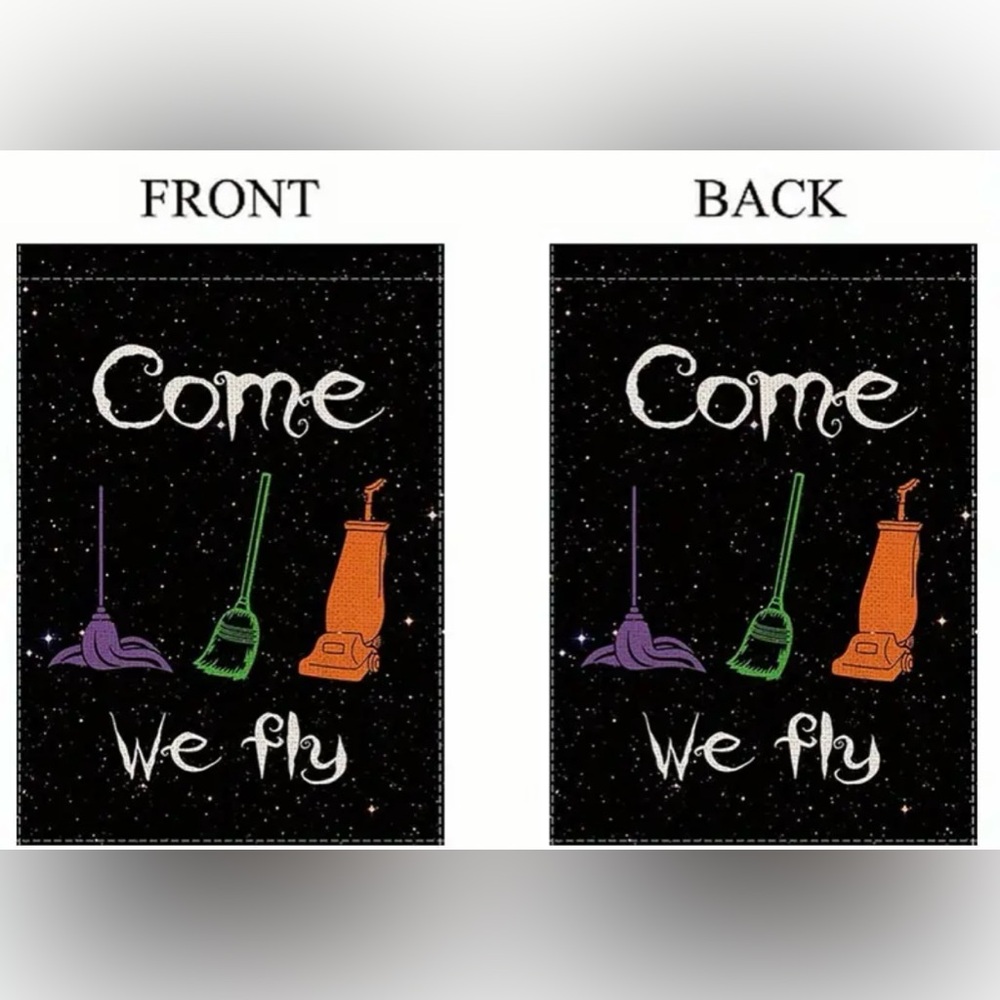 COME WE FLY HOCUS POCUS OUTDOOR FLAG, NWT - Picture 5 of 5